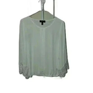 BCX Women's Elegant White Blouse with Crochet Detail - XS